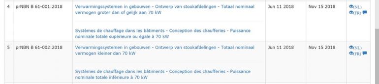 Enquête publique conc. les deux normes en bas a démarré et se termine le 15-11-2018 - Publieke enquête over de 2 onderstaande normen is begonnen en duurt tot 15-11-2018